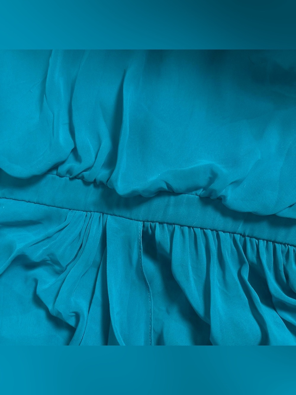 Sexy Ruffled Teal Strapless Cache Dress Size 6 - Picture 5 of 6